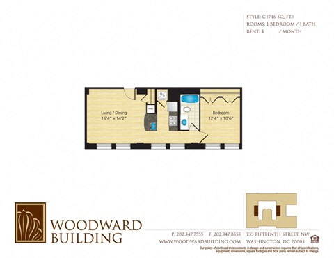 Floor Plan C Woodward at The Woodward Building Apartments, Washington, DC 20005